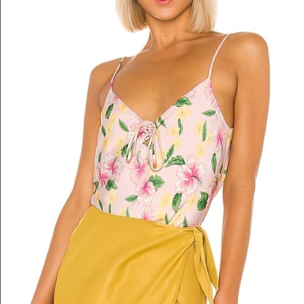 LPA Revolve Layla Soft Pink Floral Bella Romantic Spaghetti Strap Tank Top Sz XS